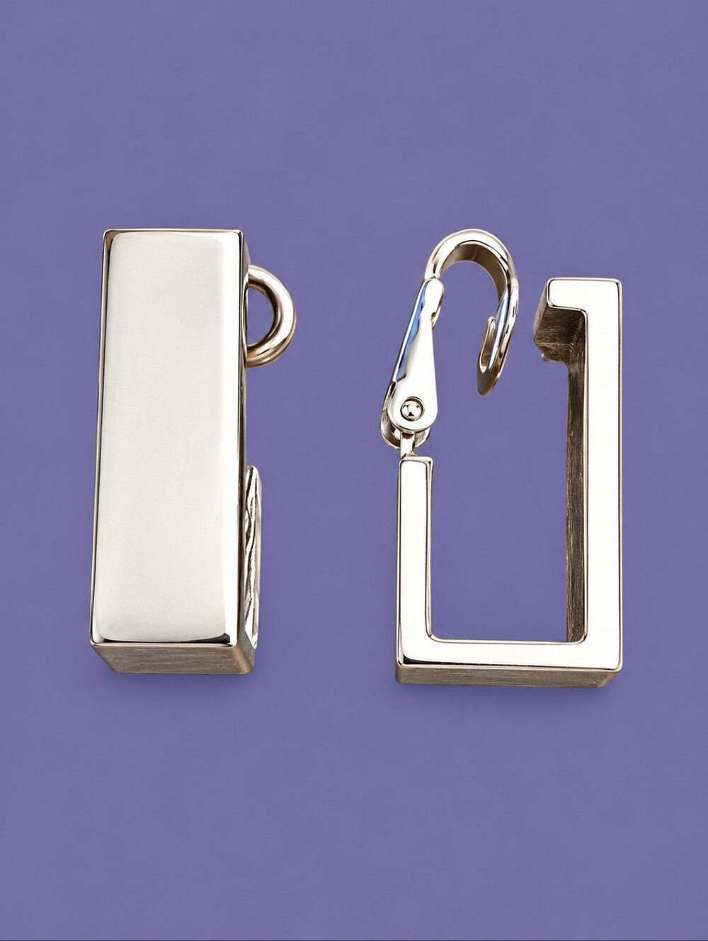 VTG AVON 1976 Geometric Collection Rectangle Hoop Clip-on Earrings